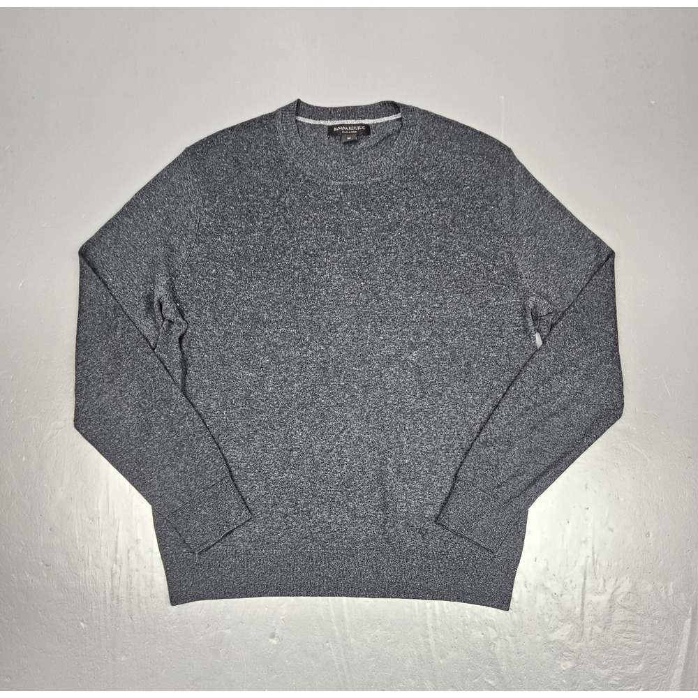 Banana Republic Sweater Mens Medium Gray Silk Linen Blend Crewneck Long Sleeve
